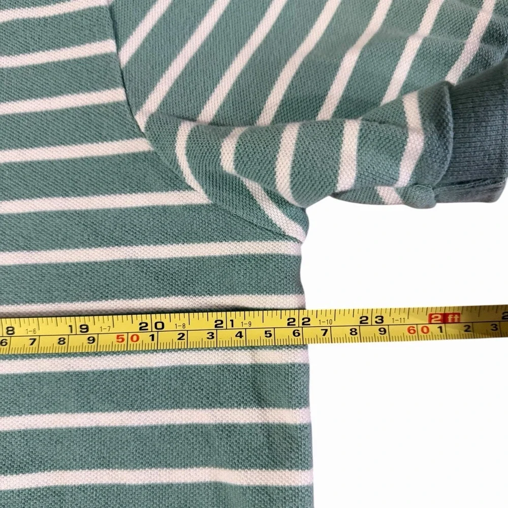 Vintage Polo Ralph Lauren Knit Polo‎ Shirt Green White Striped Men's Size L
